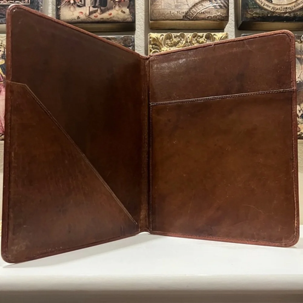 Vintage Tooled‎ Leather Portfolio with Mayan/Aztec Motifs